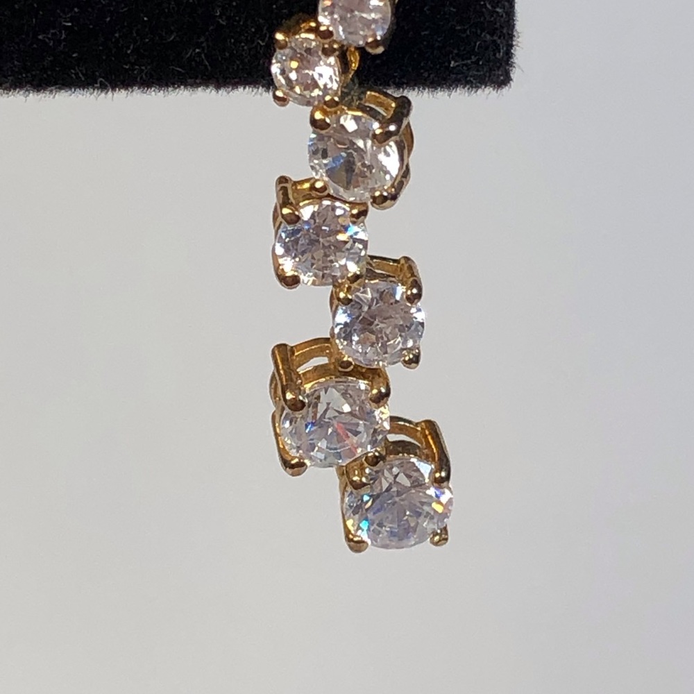 Elegant Rhinestone and Gold Tone Drop Earrings - Picture 4 of 10